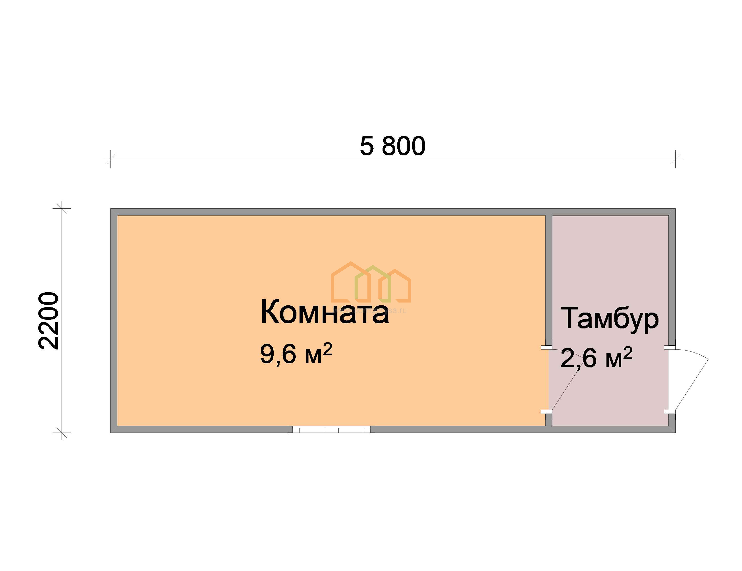 Дачная бытовка Василёк - 1 (С) 5.8x2.2 Площадь: 12.76 м² со сборкой на  участке под ключ в Заокском и области